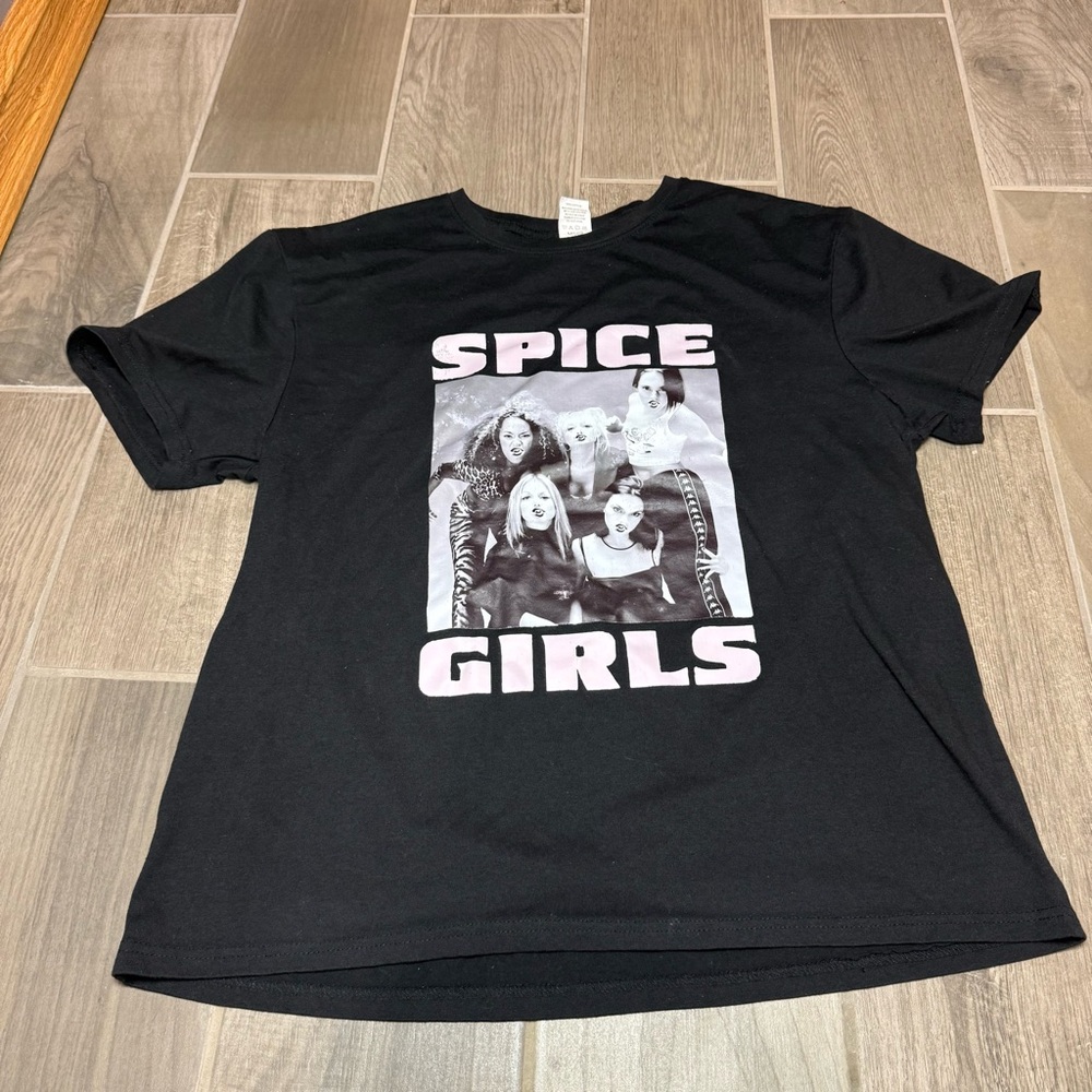 Spice Girls Graphic T-shirt XL Black Band Tee Retro Pop 90s Y2K Unisex